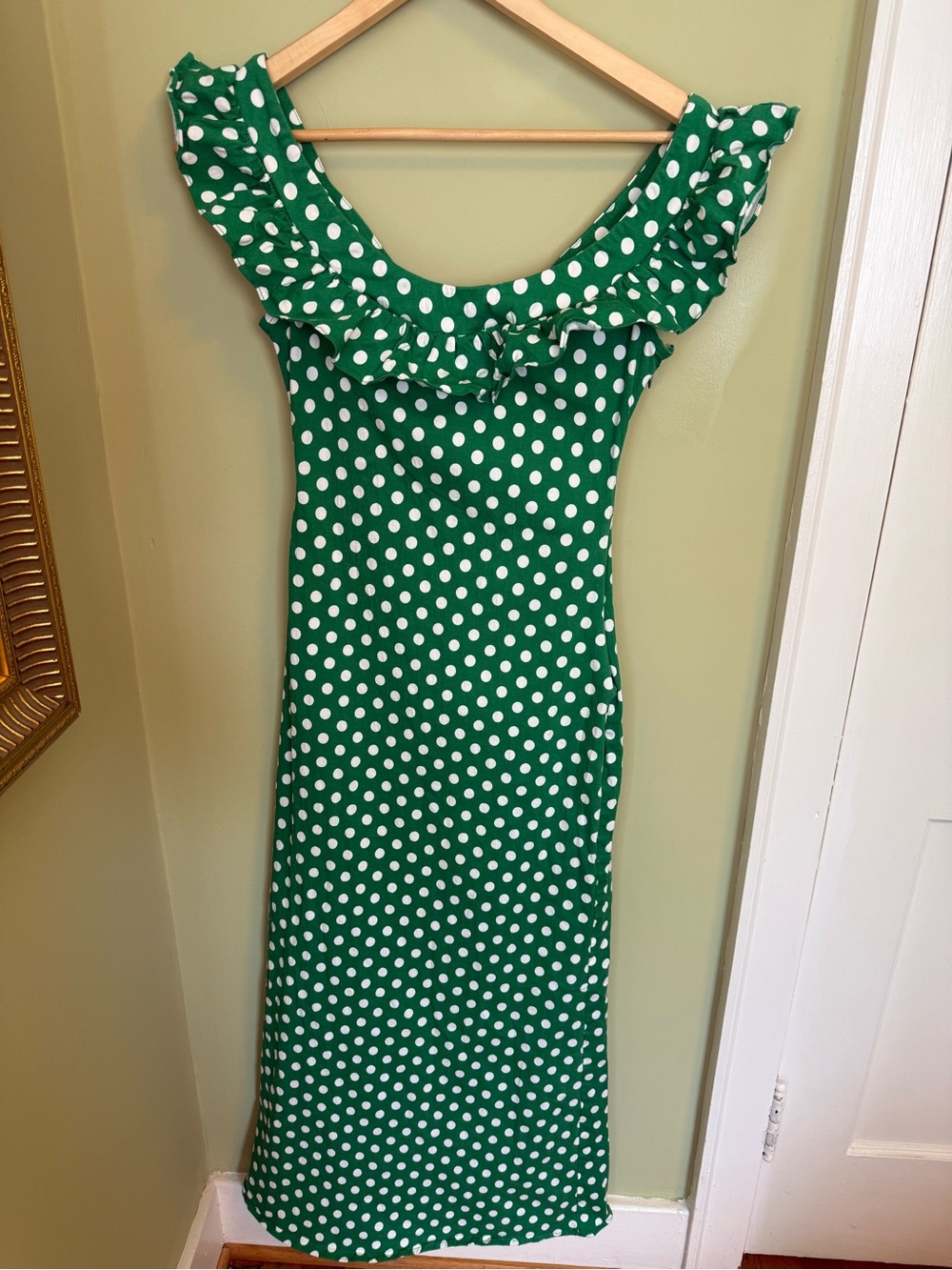 Green Polka Dot Ruffle Dress